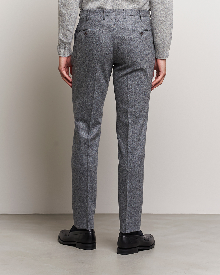 Uomini | Pantaloni | Incotex | Slim Fit Carded Flannel Trousers Grey Melange