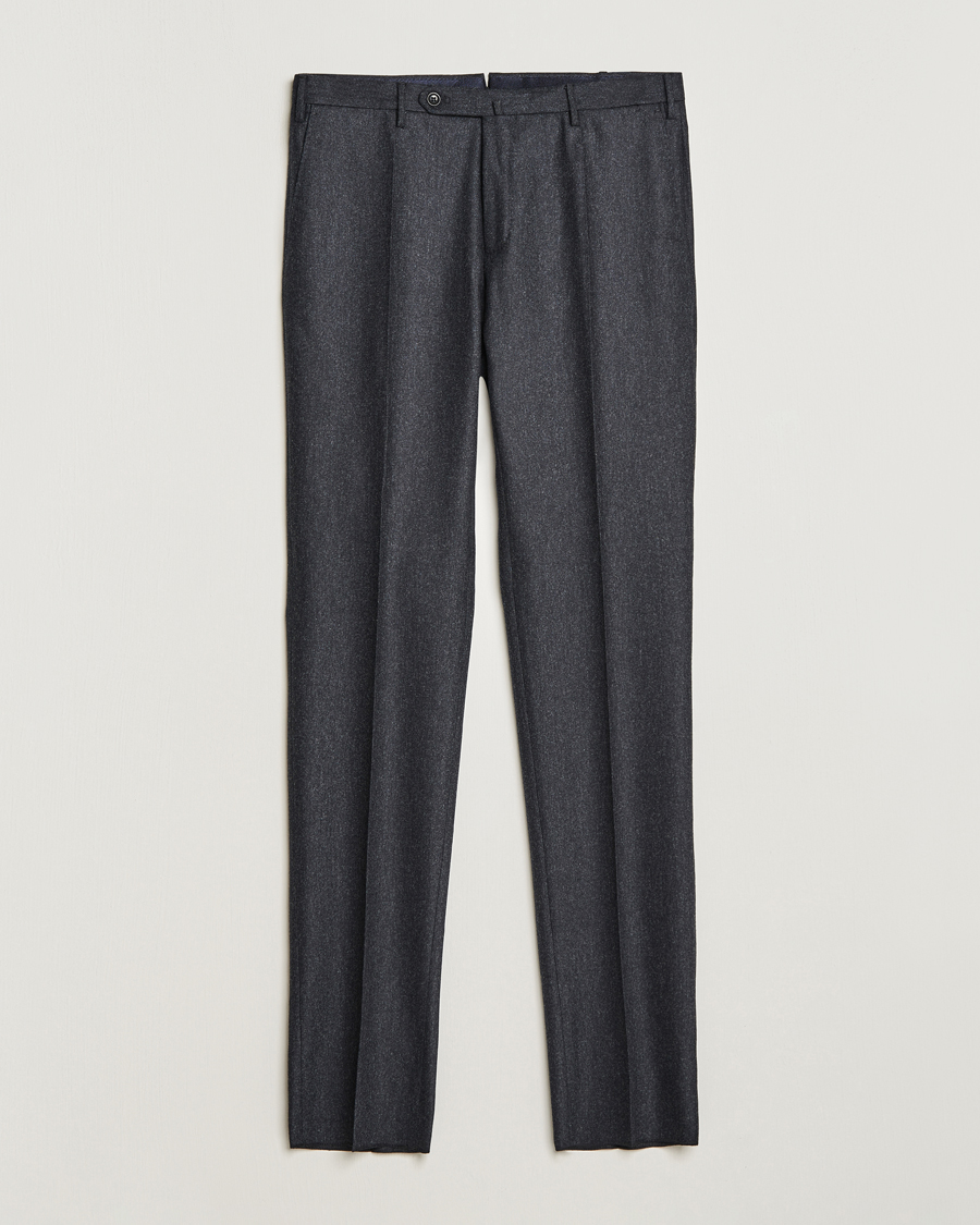 Uomini | Pantaloni | Incotex | Slim Fit Carded Flannel Trousers Dark Grey