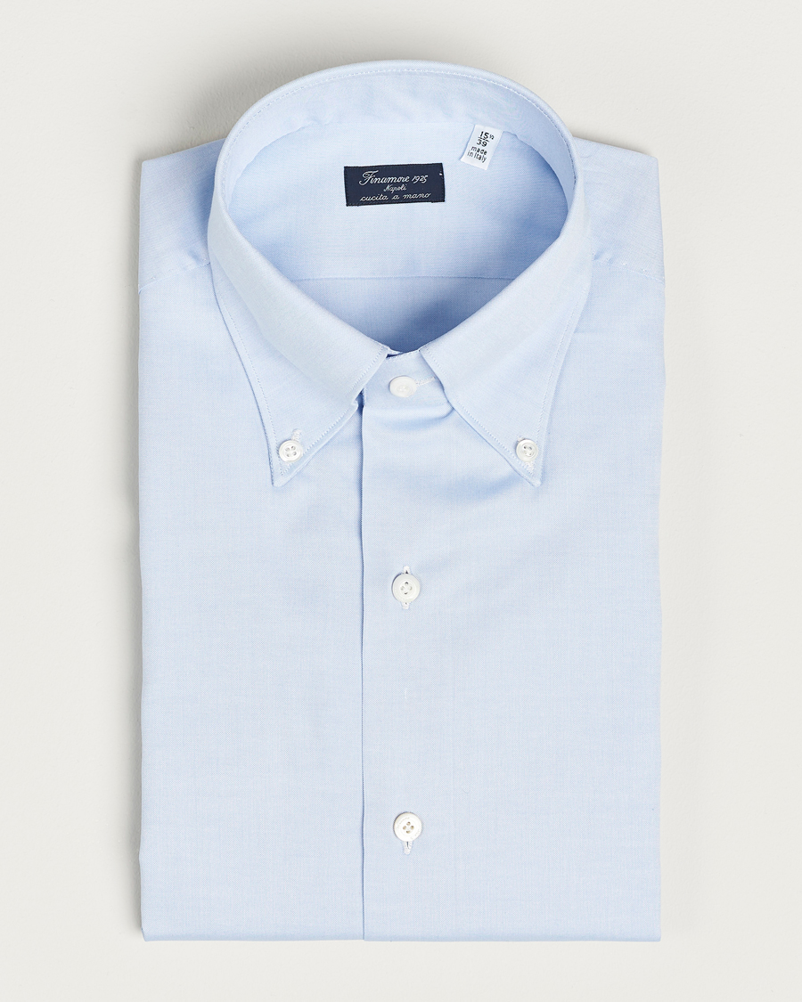 Uomini | Camicie | Finamore Napoli | Milano Slim Oxford Button Down Shirt Light Blue