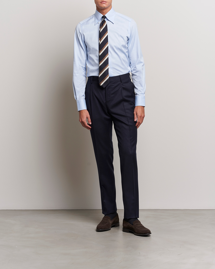 Uomini | Camicie | Finamore Napoli | Milano Slim Oxford Button Down Shirt Light Blue