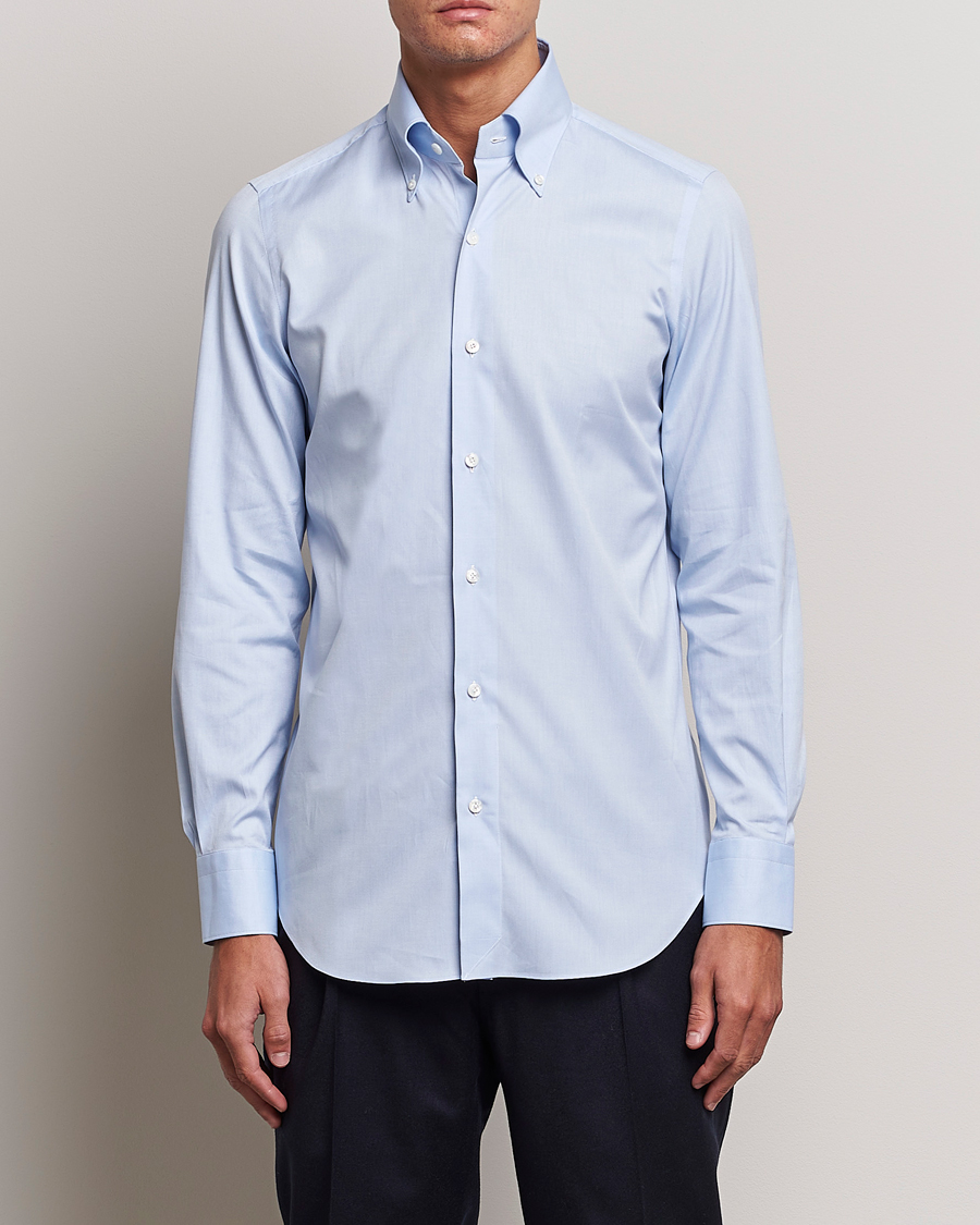 Uomini | Camicie | Finamore Napoli | Milano Slim Oxford Button Down Shirt Light Blue