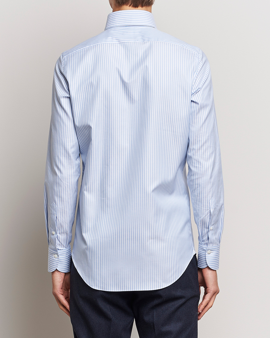 Uomini | Camicie | Finamore Napoli | Milano Slim Oxford Button Down Shirt Blue Stripe