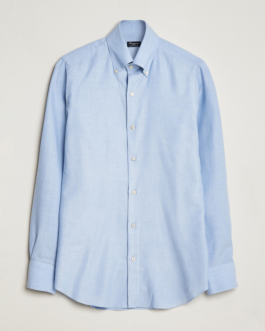 Uomini | Camicie | Finamore Napoli | Milano Slim Cashmere BD Shirt Light Blue