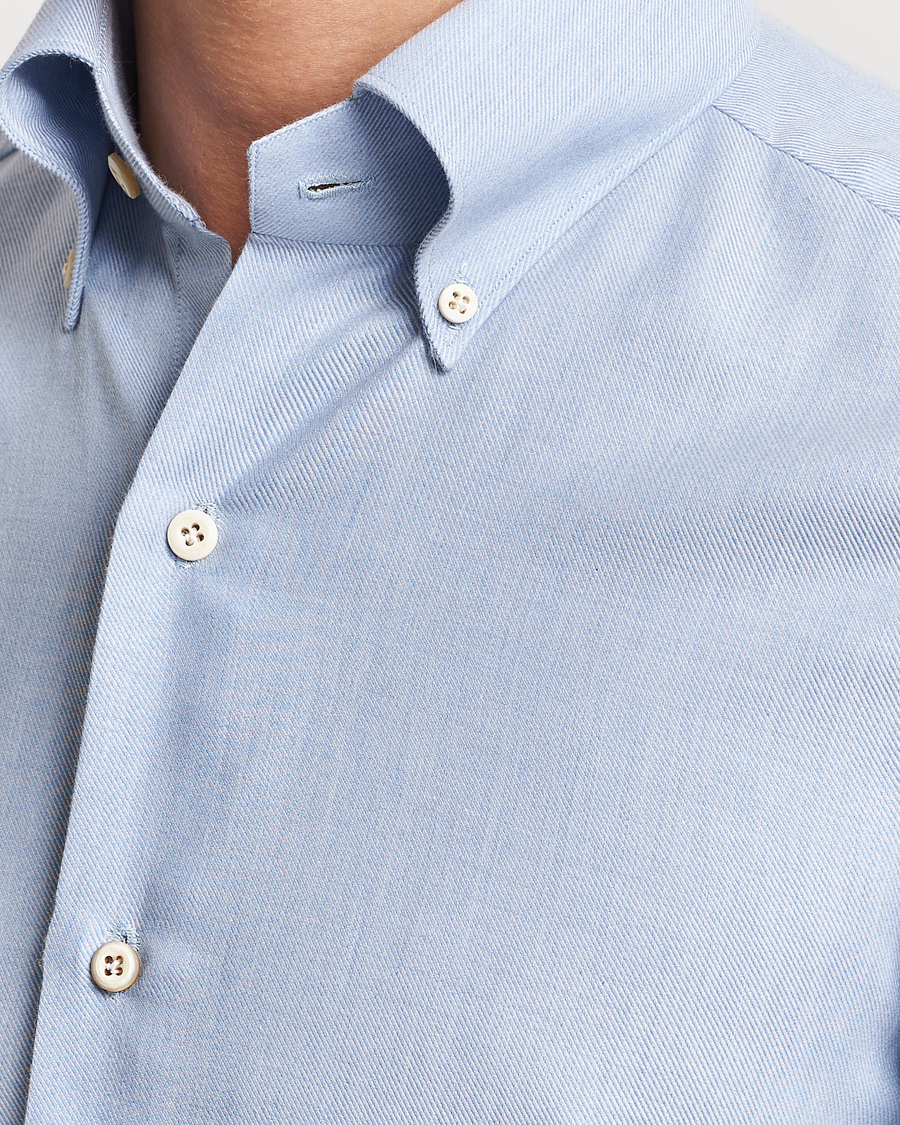 Uomini | Camicie | Finamore Napoli | Milano Slim Cashmere BD Shirt Light Blue