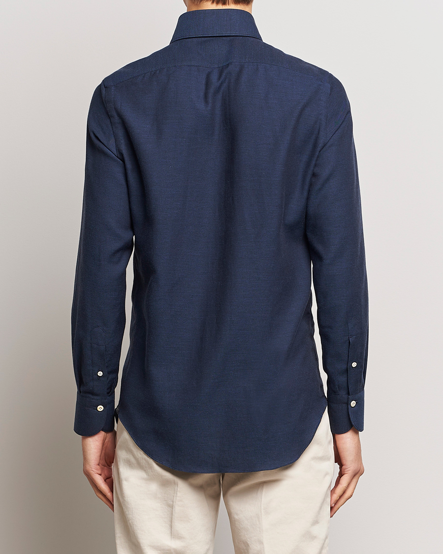 Uomini | Camicie | Finamore Napoli | Milano Slim Cashmere BD Shirt Navy