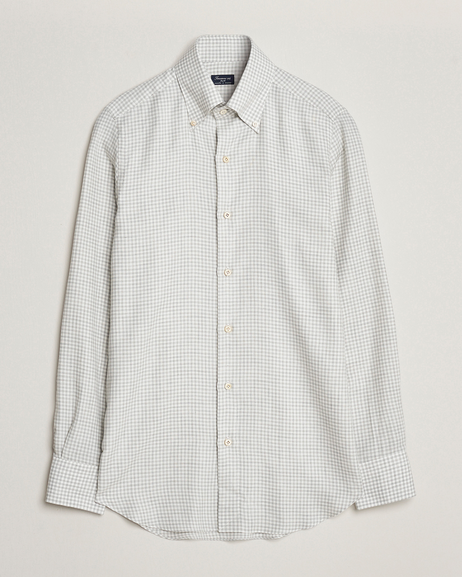 Uomini | Camicie | Finamore Napoli | Milano Slim Cashmere BD Shirt Light Grey