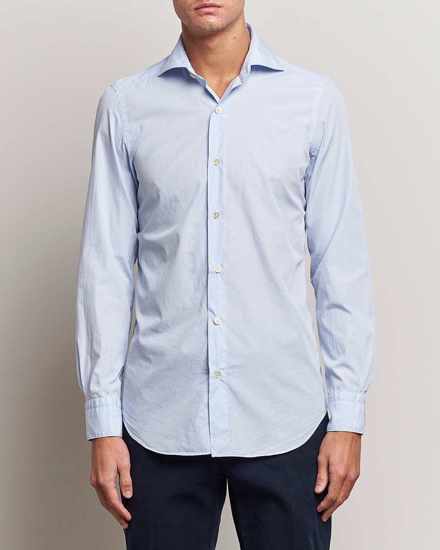 Uomini | Camicie | Finamore Napoli | Milano Slim Washed Dress Shirt Blue Check