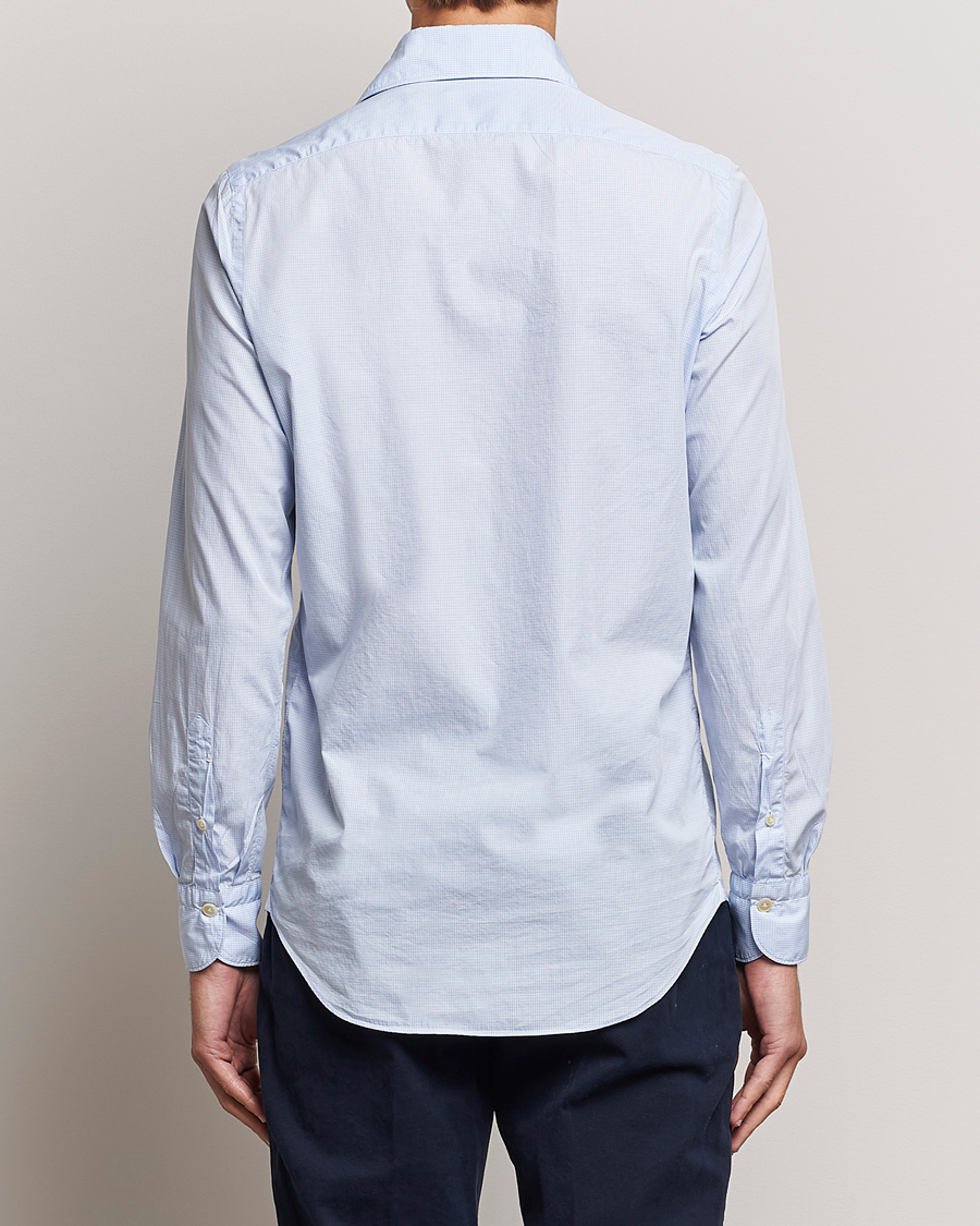 Uomini | Camicie | Finamore Napoli | Milano Slim Washed Dress Shirt Blue Check