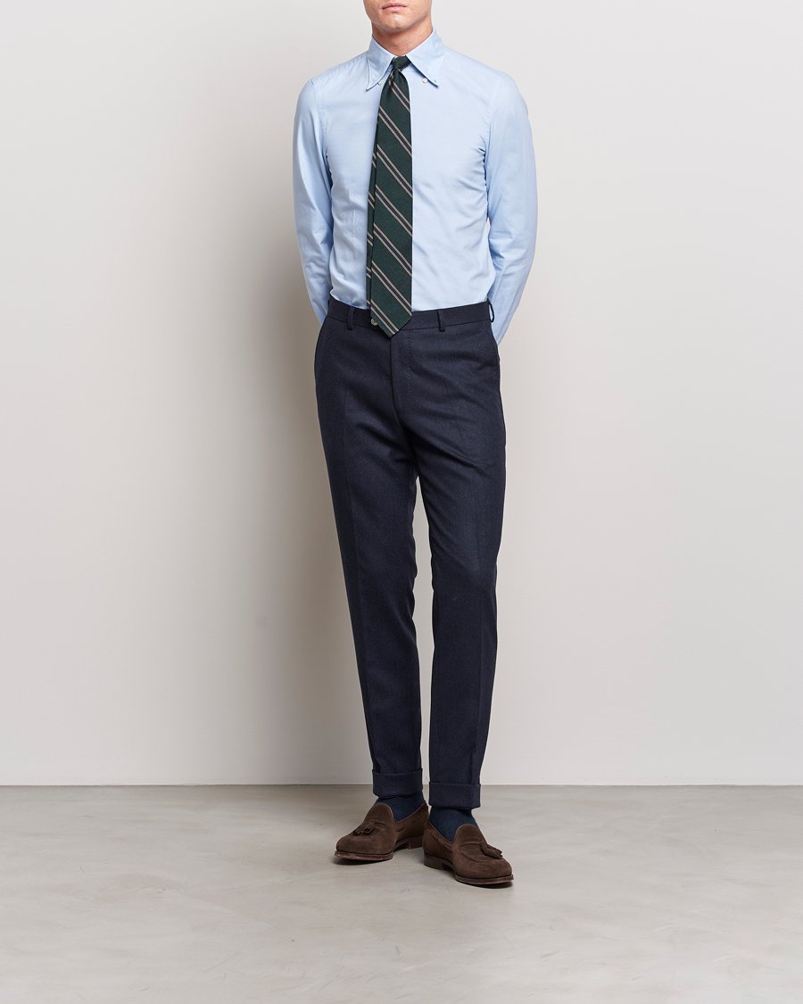 Uomini | Camicie | Finamore Napoli | Tokyo Slim Oxford Button Down Shirt Light Blue