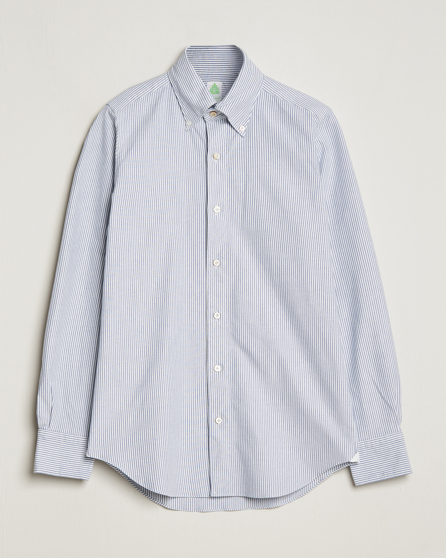 Uomini | Camicie | Finamore Napoli | Tokyo Slim Oxford Button Down Shirt Blue Stripe