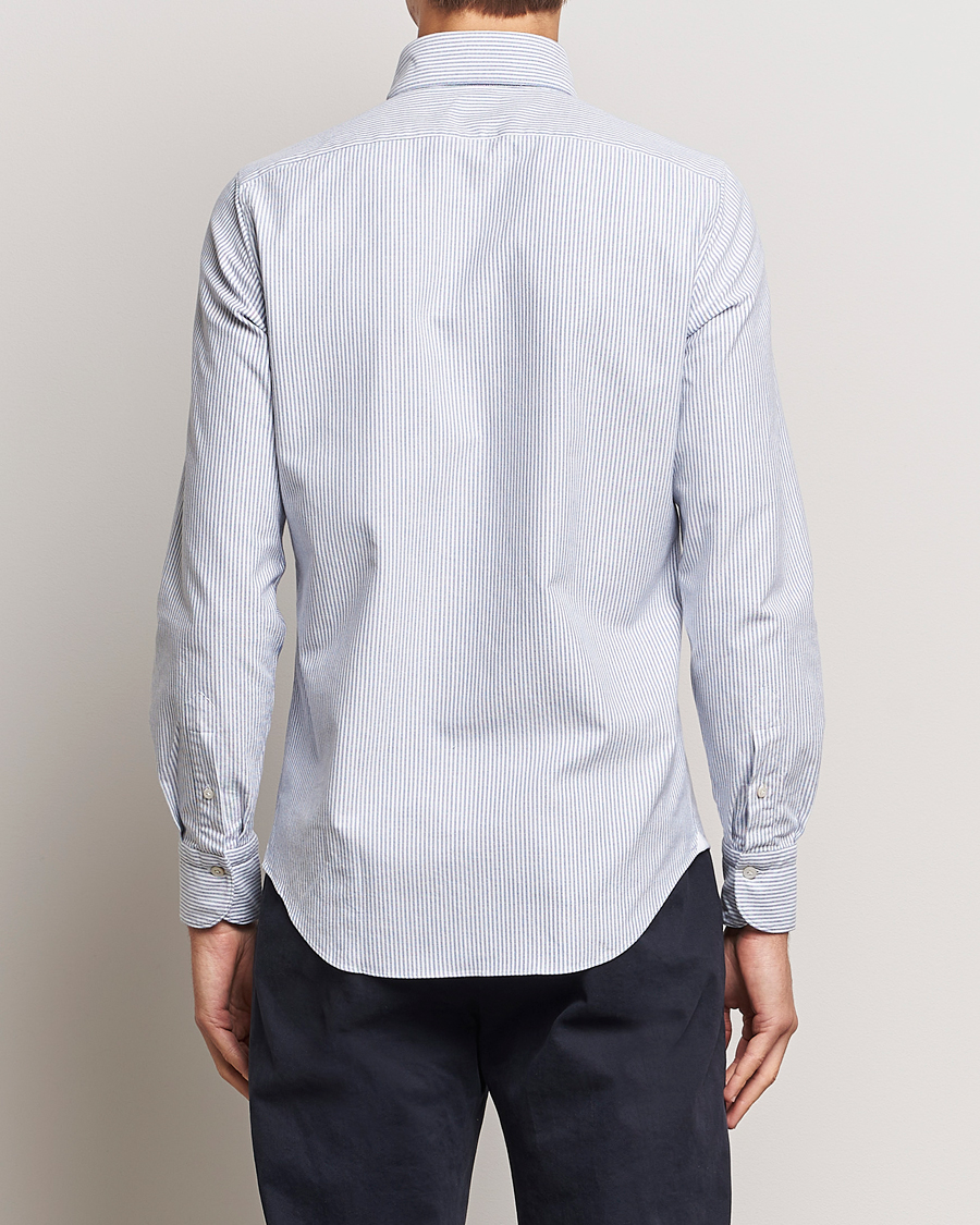 Uomini | Camicie | Finamore Napoli | Tokyo Slim Oxford Button Down Shirt Blue Stripe