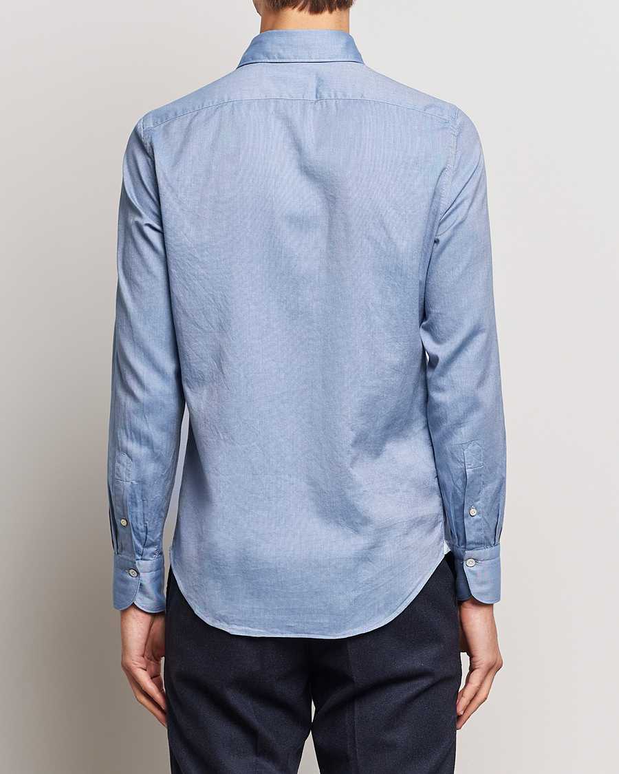 Uomini | Camicie | Finamore Napoli | Tokyo Slim Flannel Shirt Light Blue