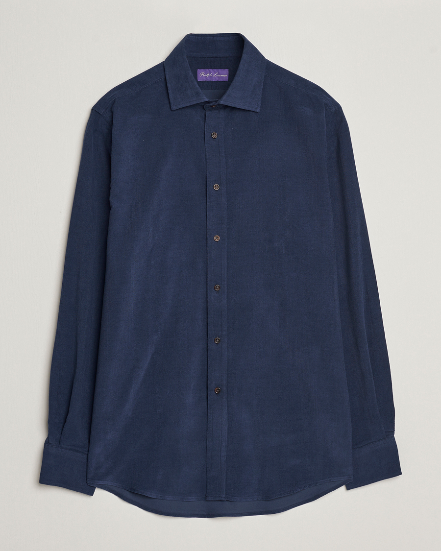 Uomini | Camicie | Ralph Lauren Purple Label | Cotton/Cashmere Corduroy Shirt Navy