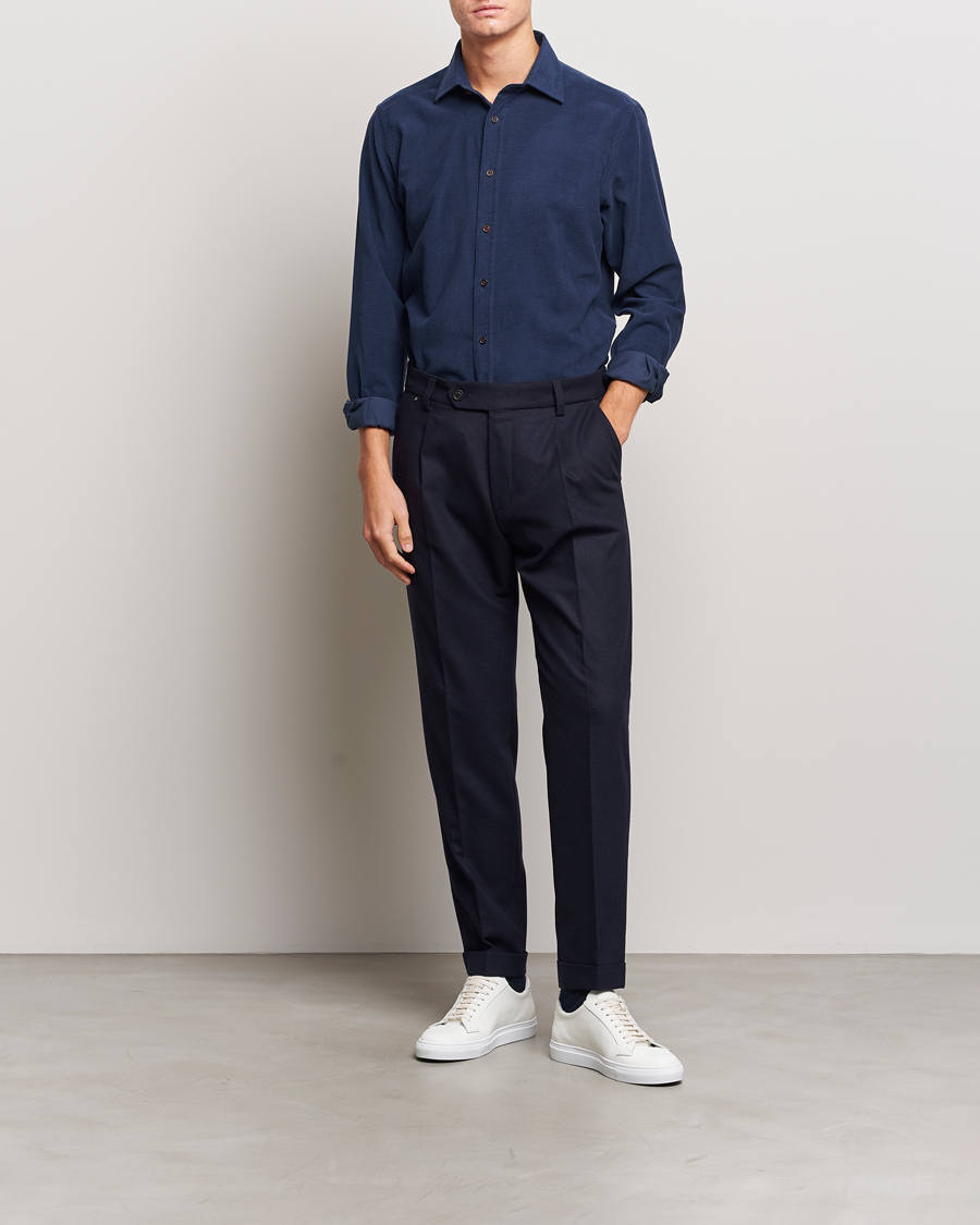 Uomini | Camicie | Ralph Lauren Purple Label | Cotton/Cashmere Corduroy Shirt Navy