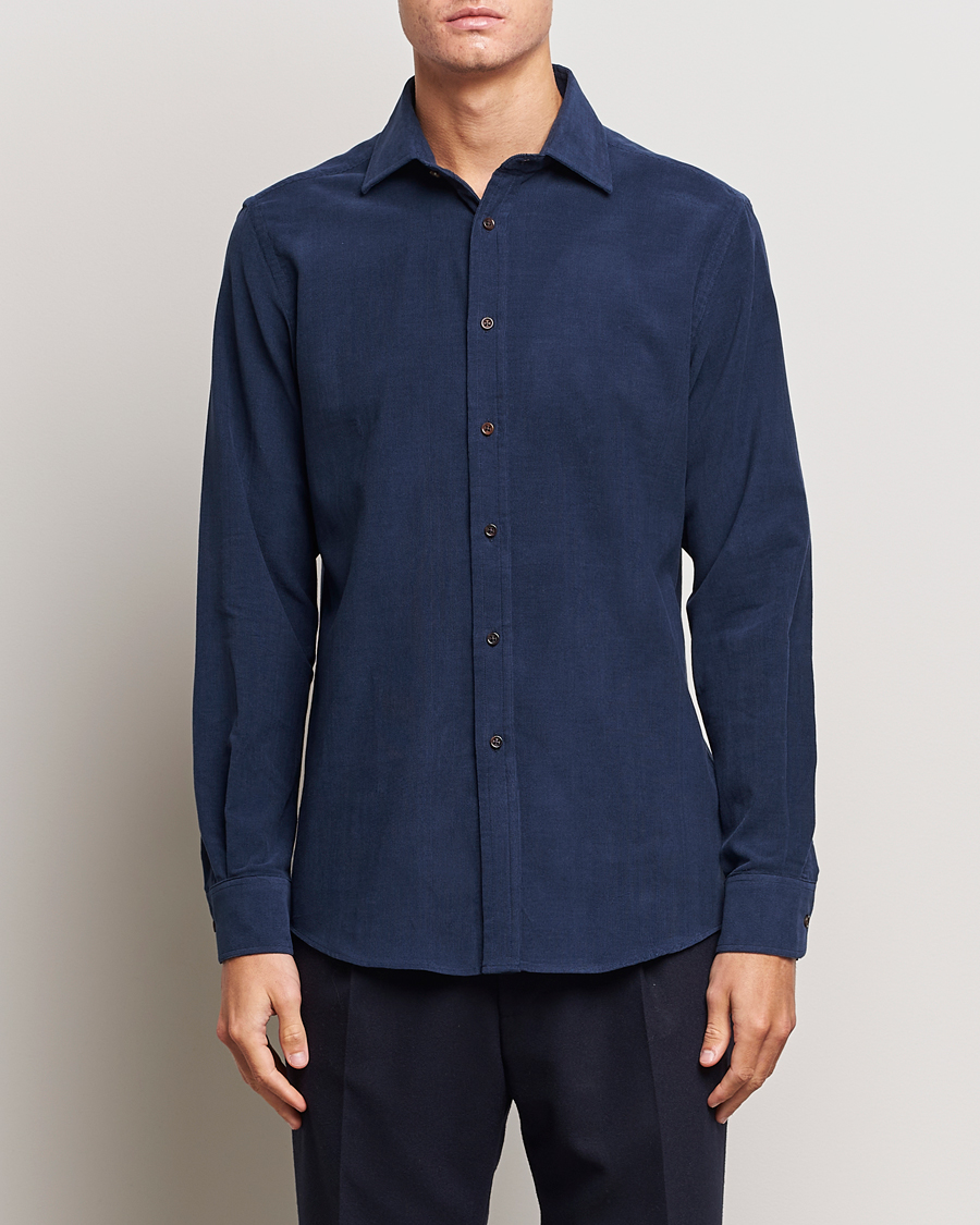Uomini | Camicie | Ralph Lauren Purple Label | Cotton/Cashmere Corduroy Shirt Navy