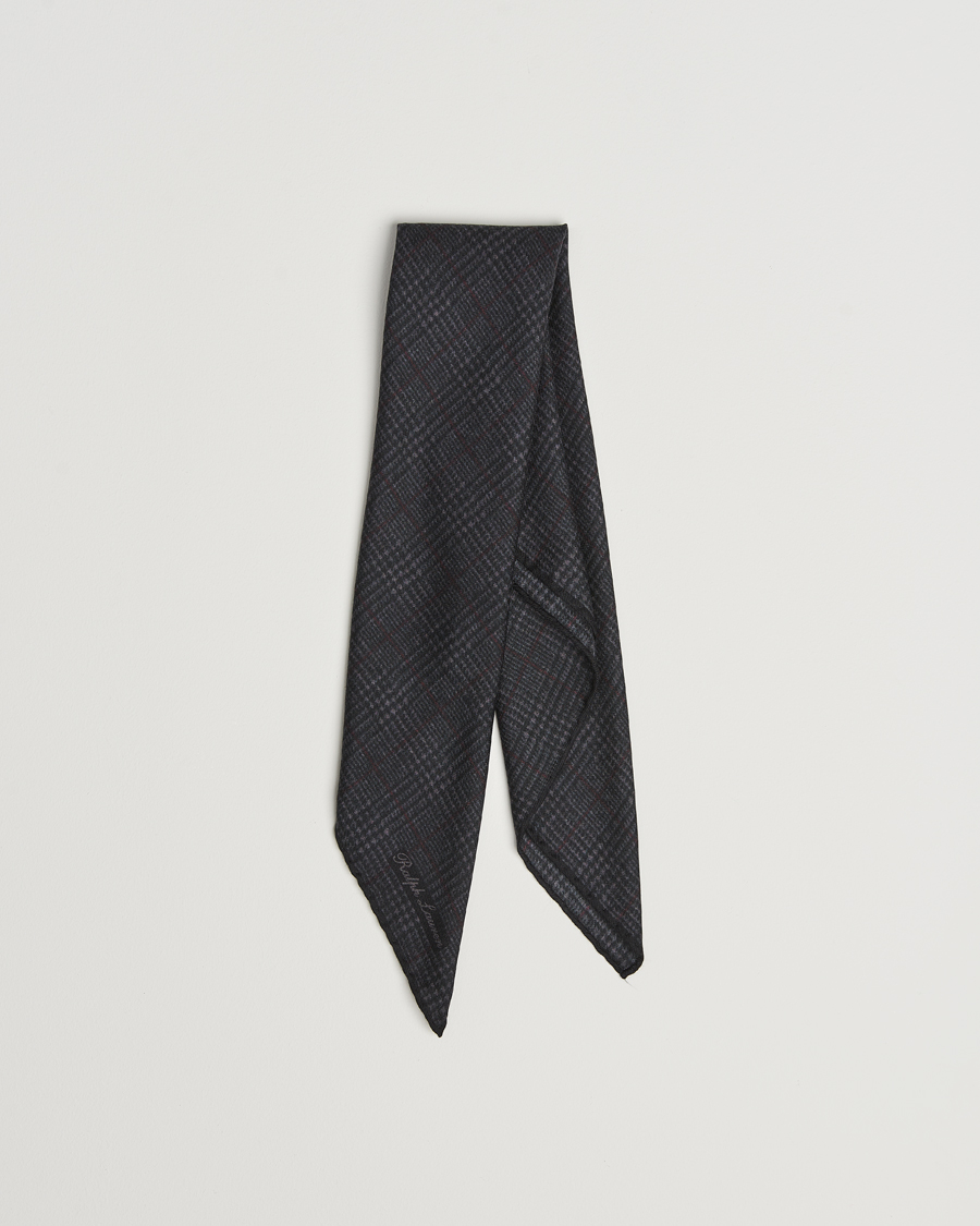 Uomini | Ralph Lauren Purple Label Glencheck Wool Scarf Charcoal | Ralph Lauren Purple Label | Glencheck Wool Scarf Charcoal