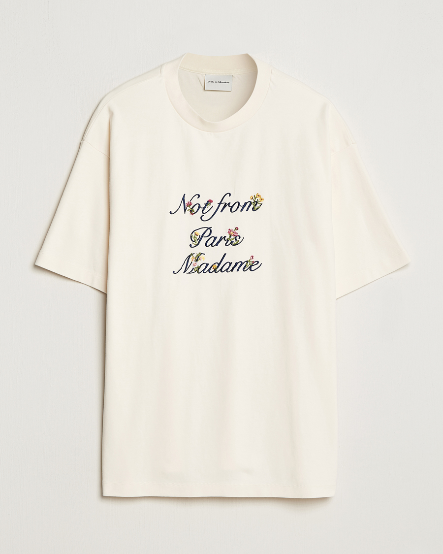 Uomini | T-shirt | Drôle de Monsieur | Flower Slogan T-Shirt Cream