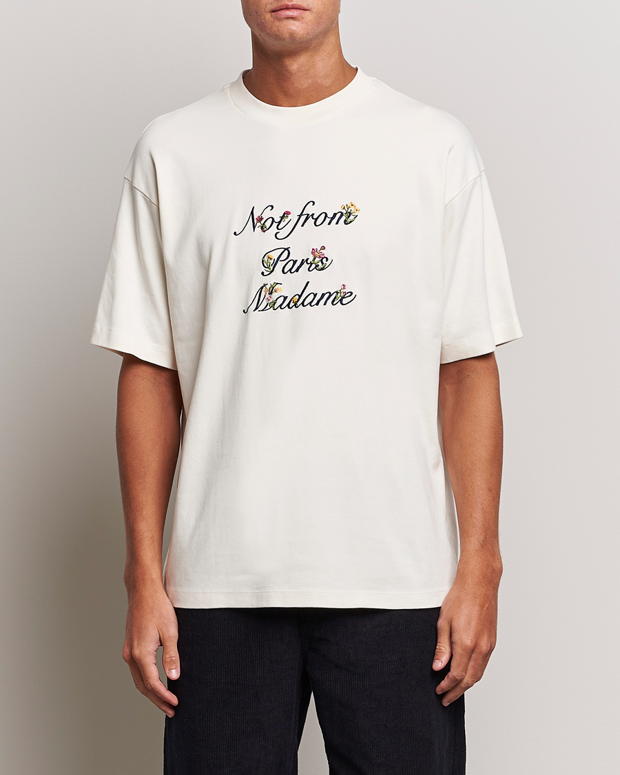 Uomini | T-shirt | Drôle de Monsieur | Flower Slogan T-Shirt Cream