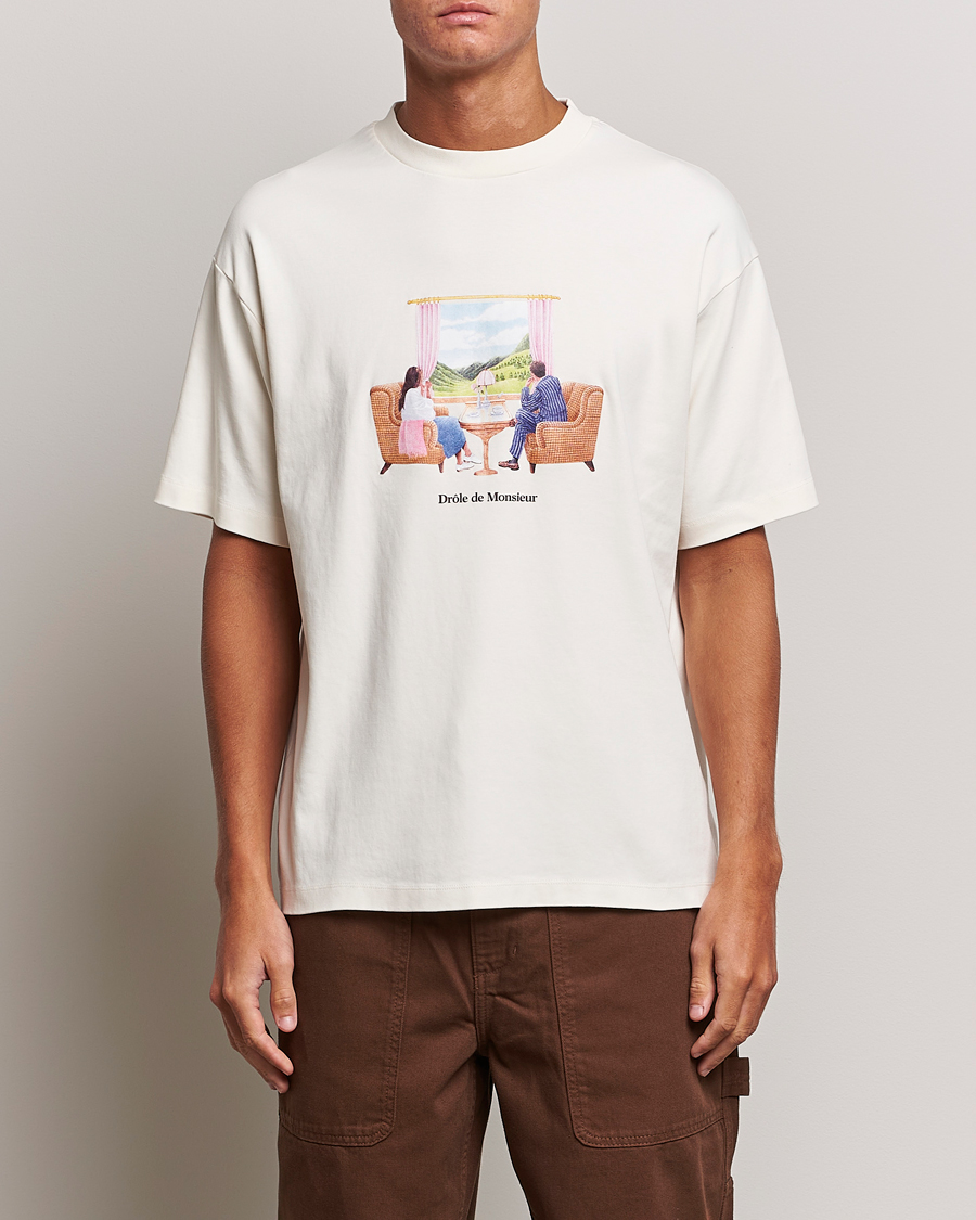Uomini | T-shirt | Drôle de Monsieur | Voyage T-Shirt Cream