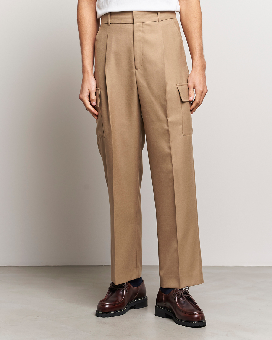 Uomini | Pantaloni | Drôle de Monsieur | Flannel Cargo Pants Beige