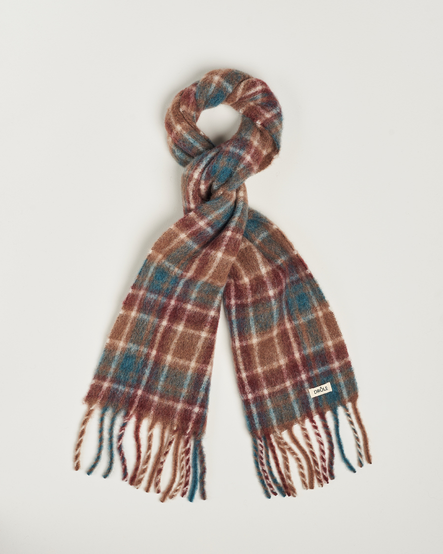 Uomini | Drôle de Monsieur Mohair Check Scarf Brown/Blue | Drôle de Monsieur | Mohair Check Scarf Brown/Blue