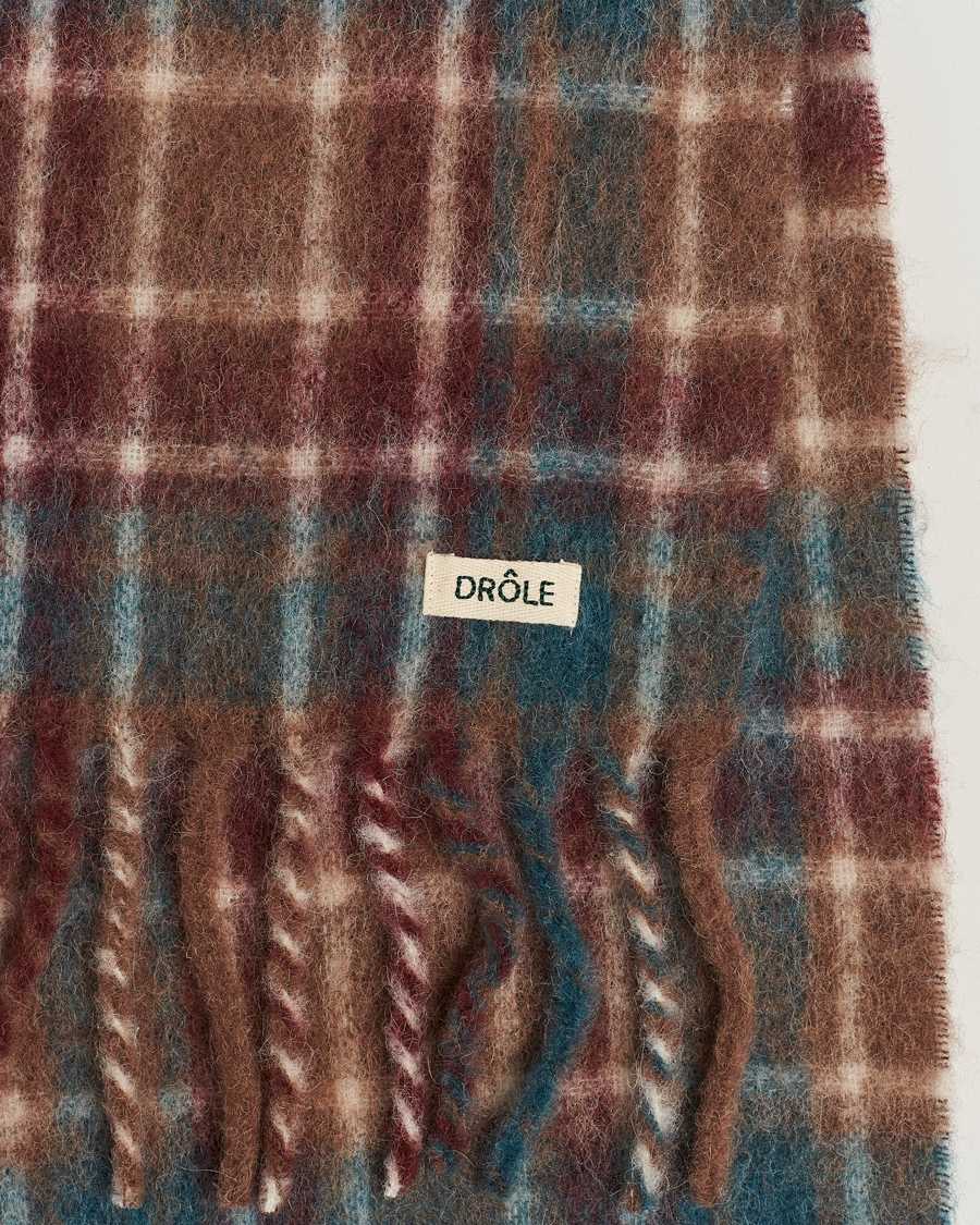 Uomini | Drôle de Monsieur Mohair Check Scarf Brown/Blue | Drôle de Monsieur | Mohair Check Scarf Brown/Blue