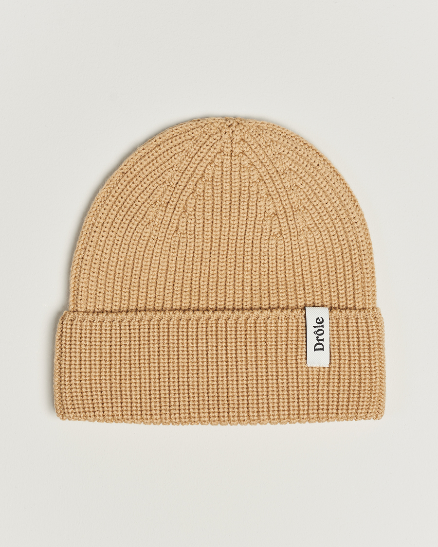 Uomini | Drôle de Monsieur Rib Wool Beanie Beige | Drôle de Monsieur | Rib Wool Beanie Beige
