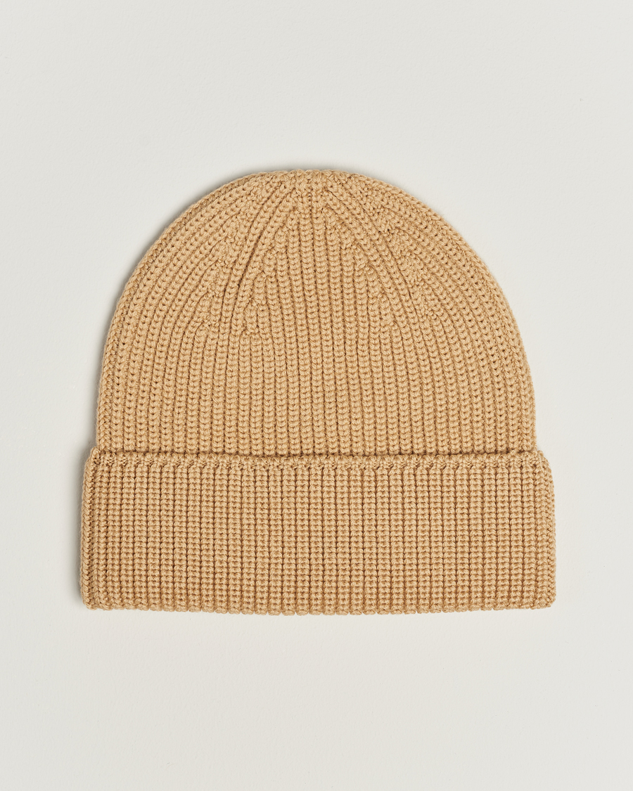 Uomini | Drôle de Monsieur Rib Wool Beanie Beige | Drôle de Monsieur | Rib Wool Beanie Beige