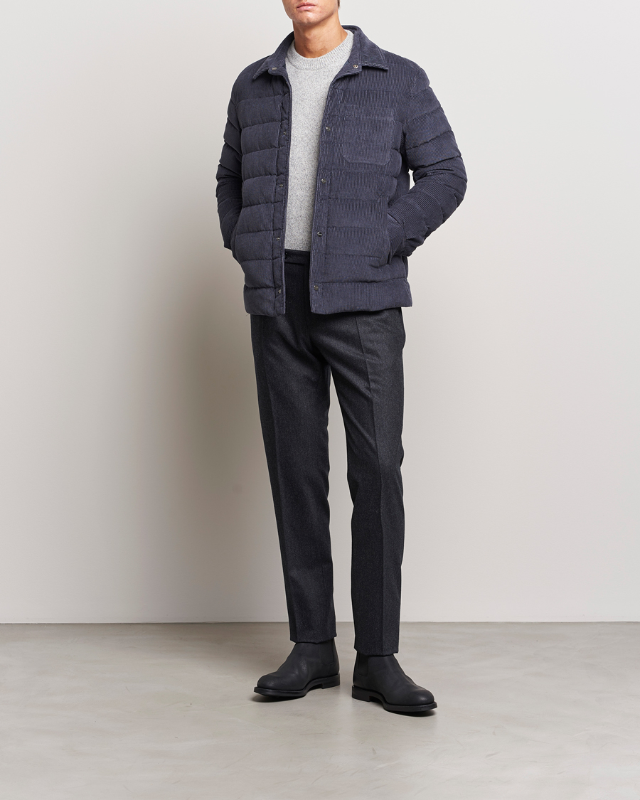 Uomini | Giacche | Herno | Corduroy Shirt Jacket Navy
