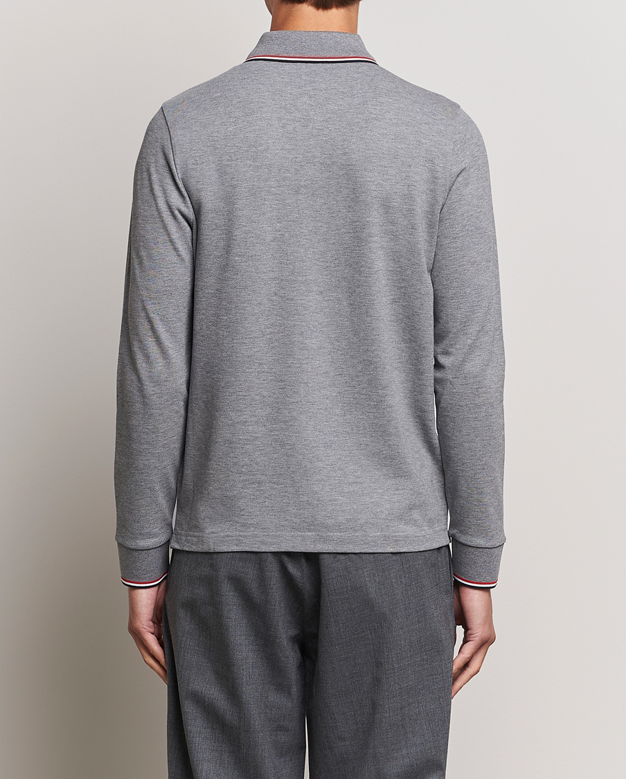 Uomini | Maglieria | Moncler | Contrast Rib Long Sleeve Polo Light Grey