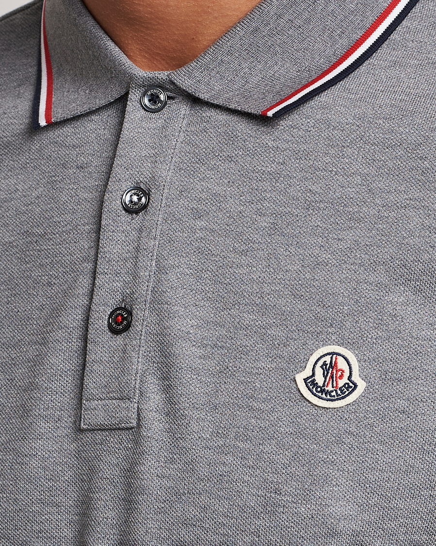 Uomini | Maglieria | Moncler | Contrast Rib Long Sleeve Polo Light Grey