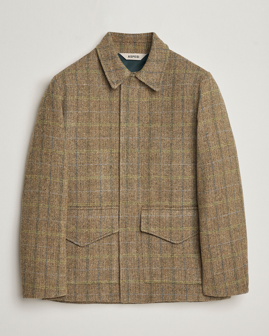 Uomini | Giacche | Aspesi | Tweed Hunting Jacket Green Check