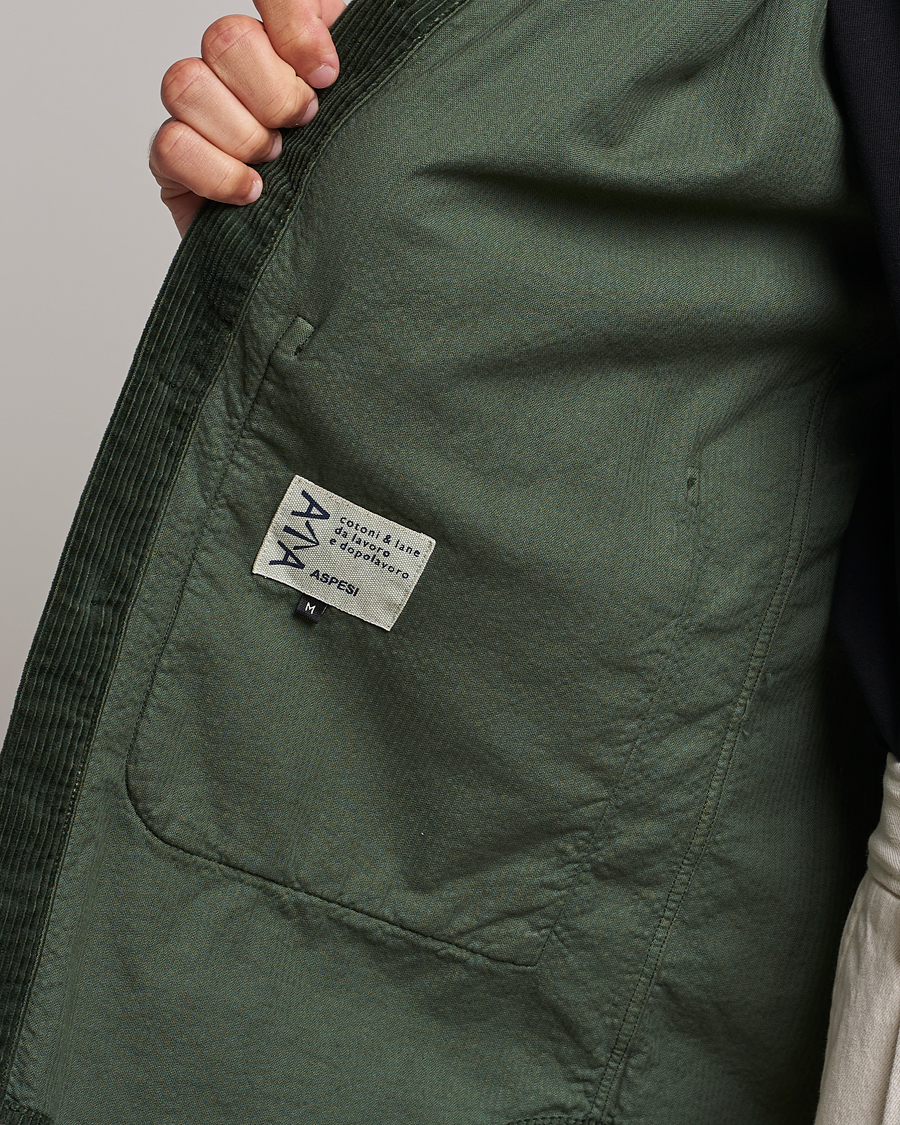 Uomini | Camicie | Aspesi | Corduroy Utility Shirt Dark Military