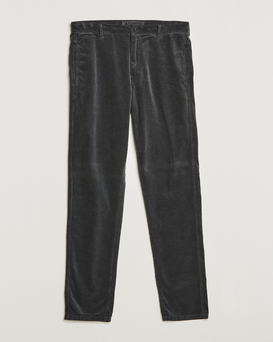 Uomini | Pantaloni | Aspesi | Drawstring Corduroy Trousers Charcoal