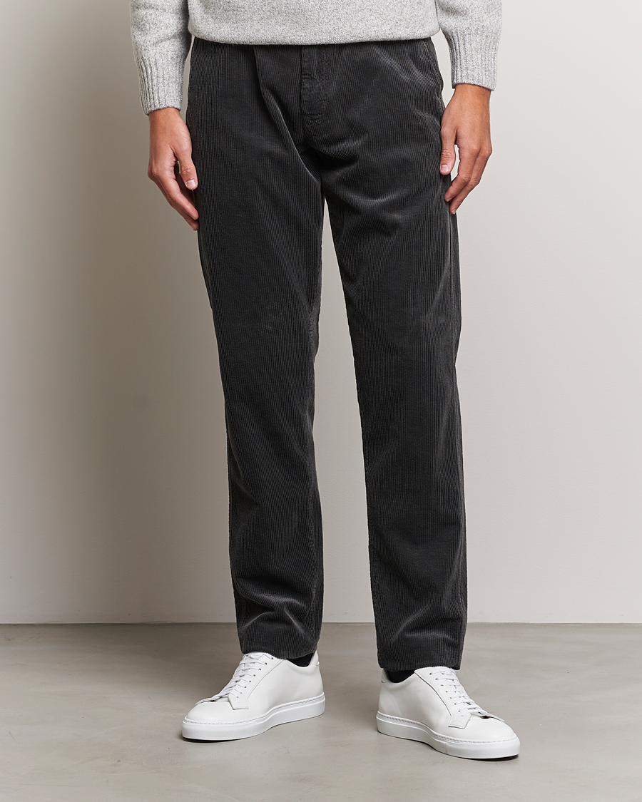 Uomini | Pantaloni | Aspesi | Drawstring Corduroy Trousers Charcoal