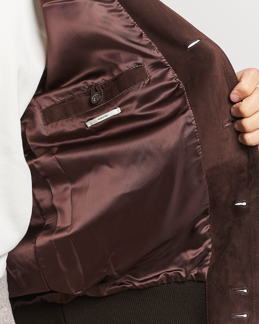 Uomini | Giacche | Valstar | Valstarino Suede Jacket Dark Brown