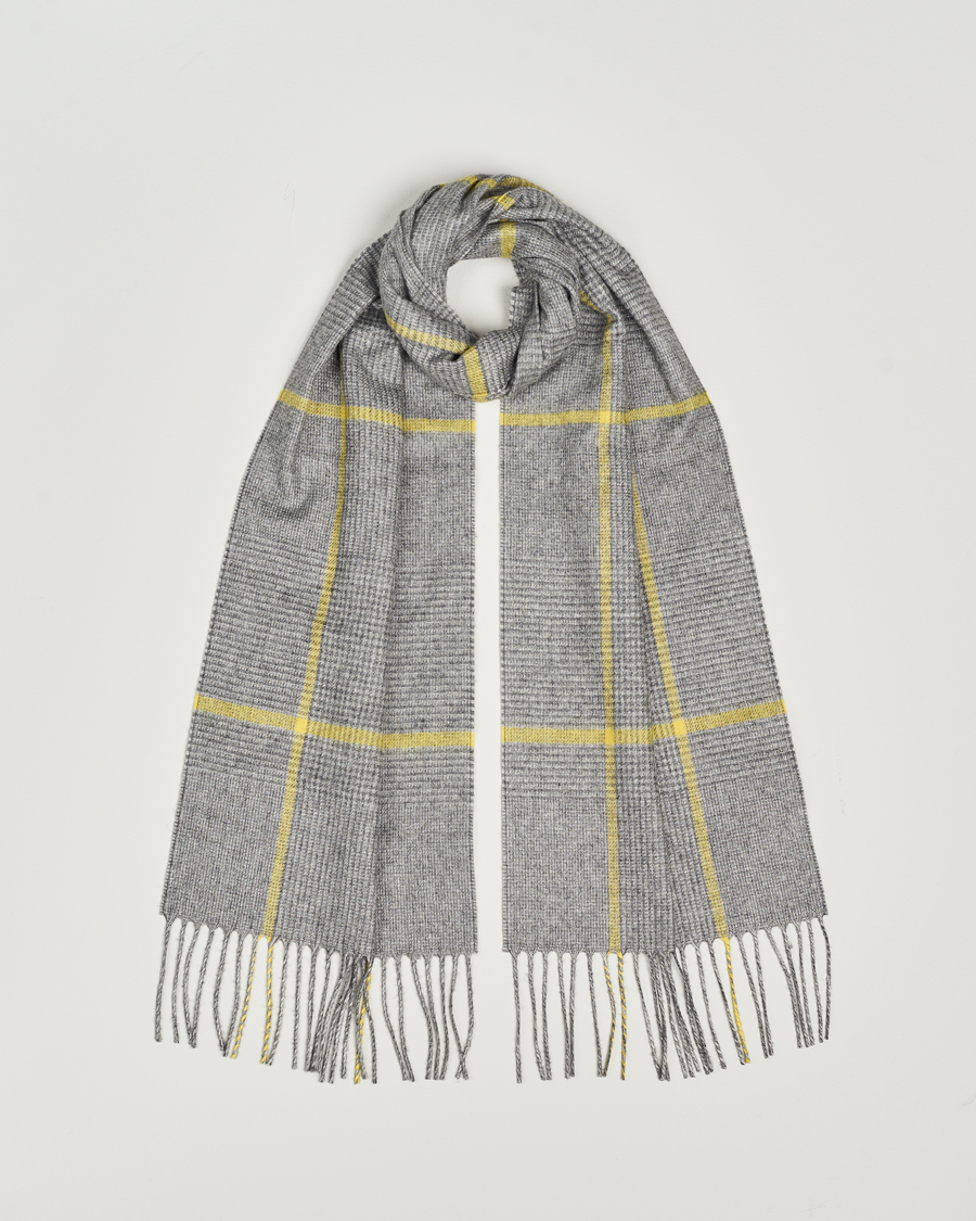 Uomini | Piacenza Cashmere Cashmere/Silk Glencheck Scarf Grey/Yellow | Piacenza Cashmere | Cashmere/Silk Glencheck Scarf Grey/Yellow