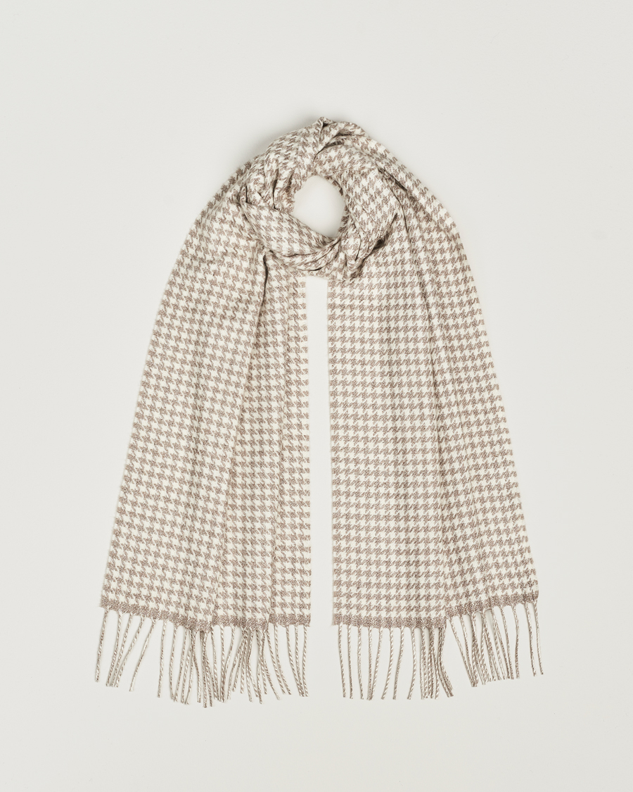 Uomini | Piacenza Cashmere Cashmere/Silk Houndstooth Scarf Beige | Piacenza Cashmere | Cashmere/Silk Houndstooth Scarf Beige