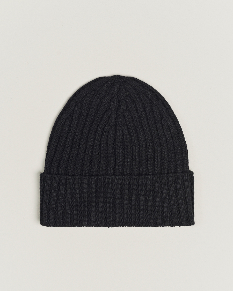 Uomini | Piacenza Cashmere Ribbed Cashmere Beanie Black | Piacenza Cashmere | Ribbed Cashmere Beanie Black