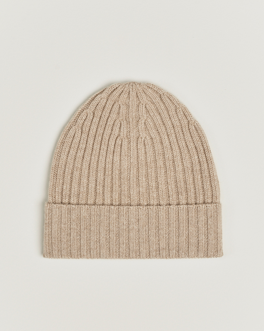 Uomini | Piacenza Cashmere Ribbed Cashmere Beanie Light Beige | Piacenza Cashmere | Ribbed Cashmere Beanie Light Beige