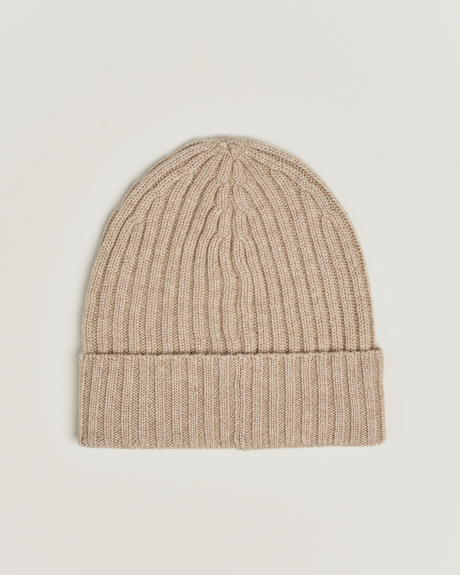 Uomini | Piacenza Cashmere Ribbed Cashmere Beanie Light Beige | Piacenza Cashmere | Ribbed Cashmere Beanie Light Beige