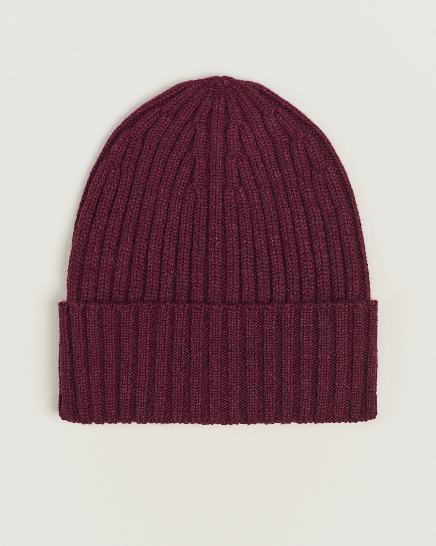 Uomini | Piacenza Cashmere Ribbed Cashmere Beanie Burgundy | Piacenza Cashmere | Ribbed Cashmere Beanie Burgundy