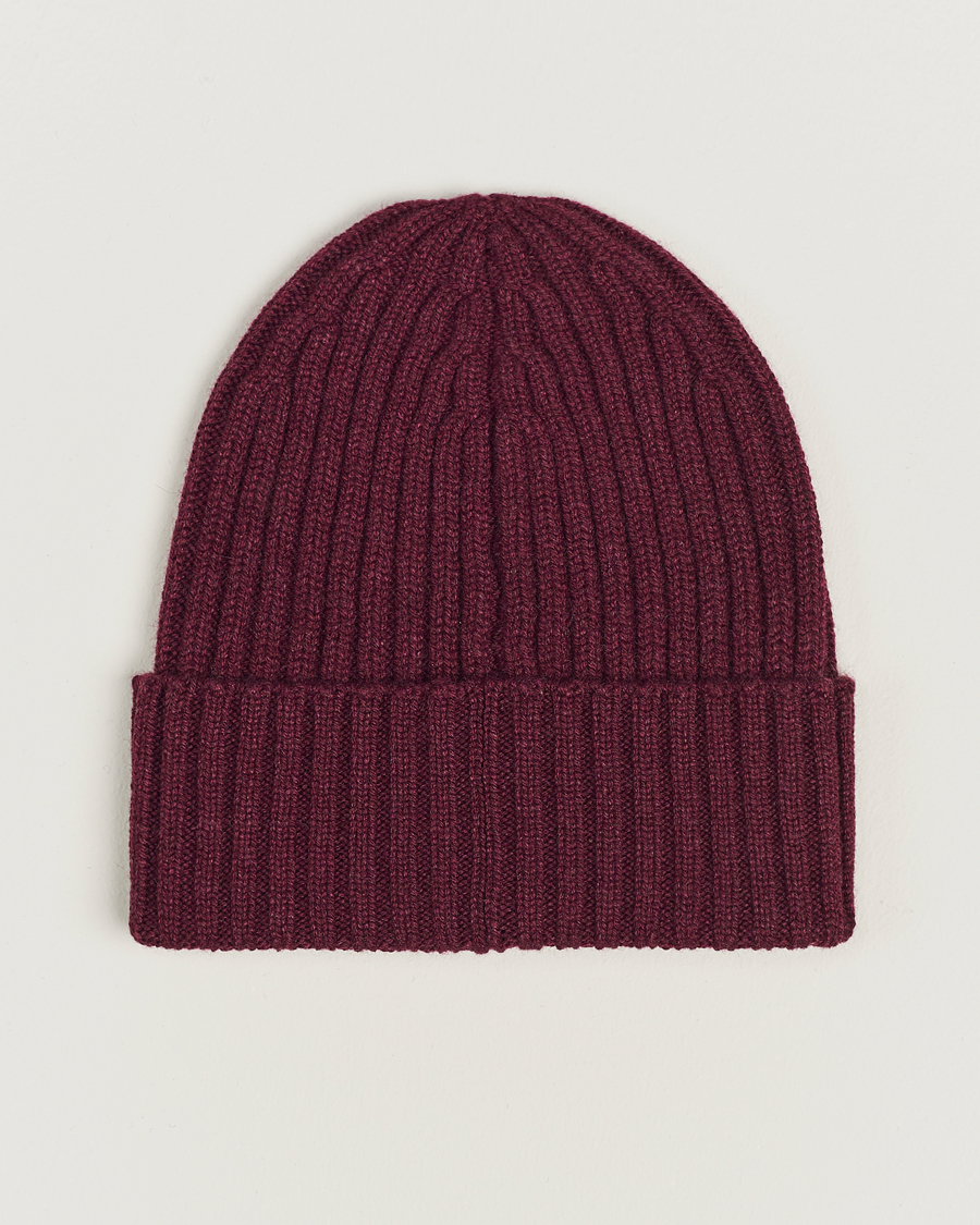 Uomini | Piacenza Cashmere Ribbed Cashmere Beanie Burgundy | Piacenza Cashmere | Ribbed Cashmere Beanie Burgundy