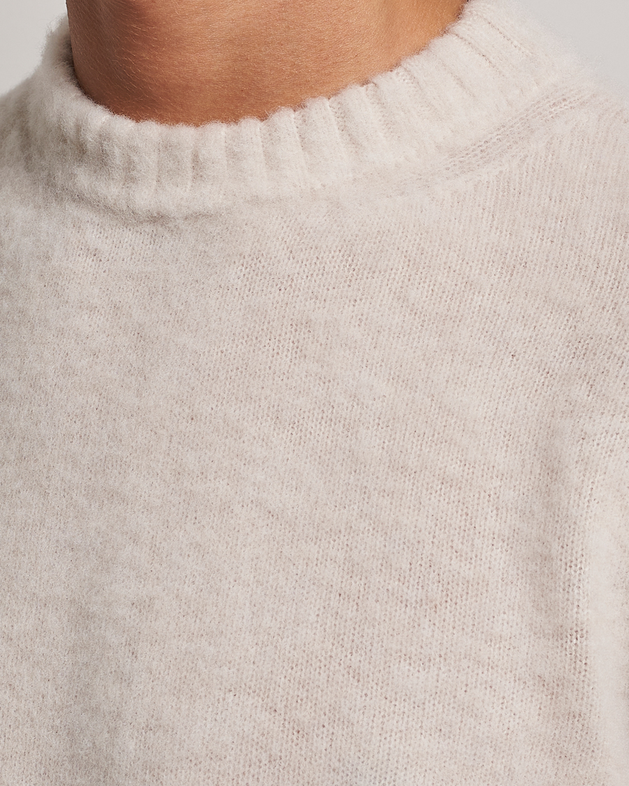 Uomini | Maglieria | Piacenza Cashmere | Brushed Wool Crew Neck  Beige