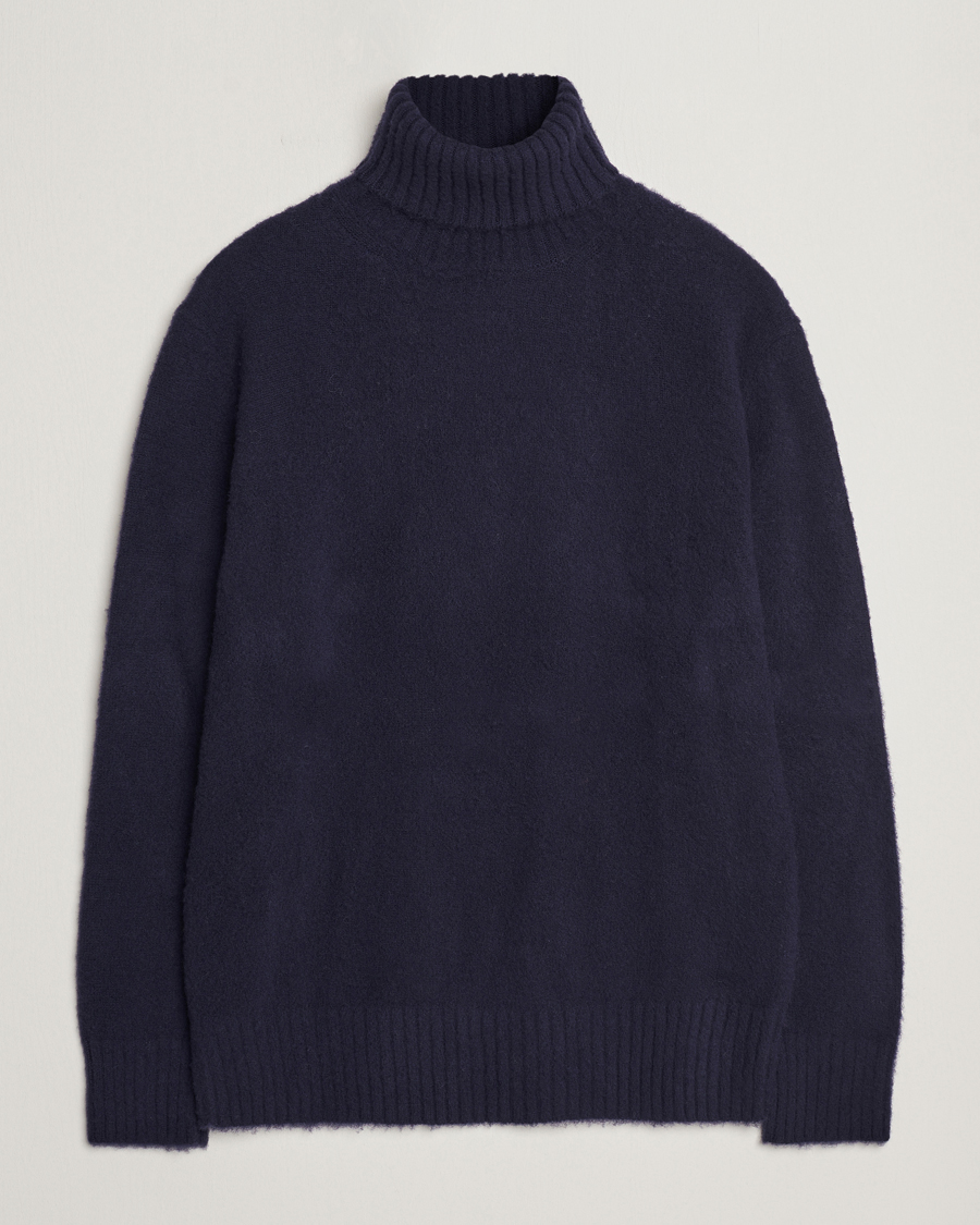 Uomini | Maglieria | Piacenza Cashmere | Brushed Wool Rollneck Navy