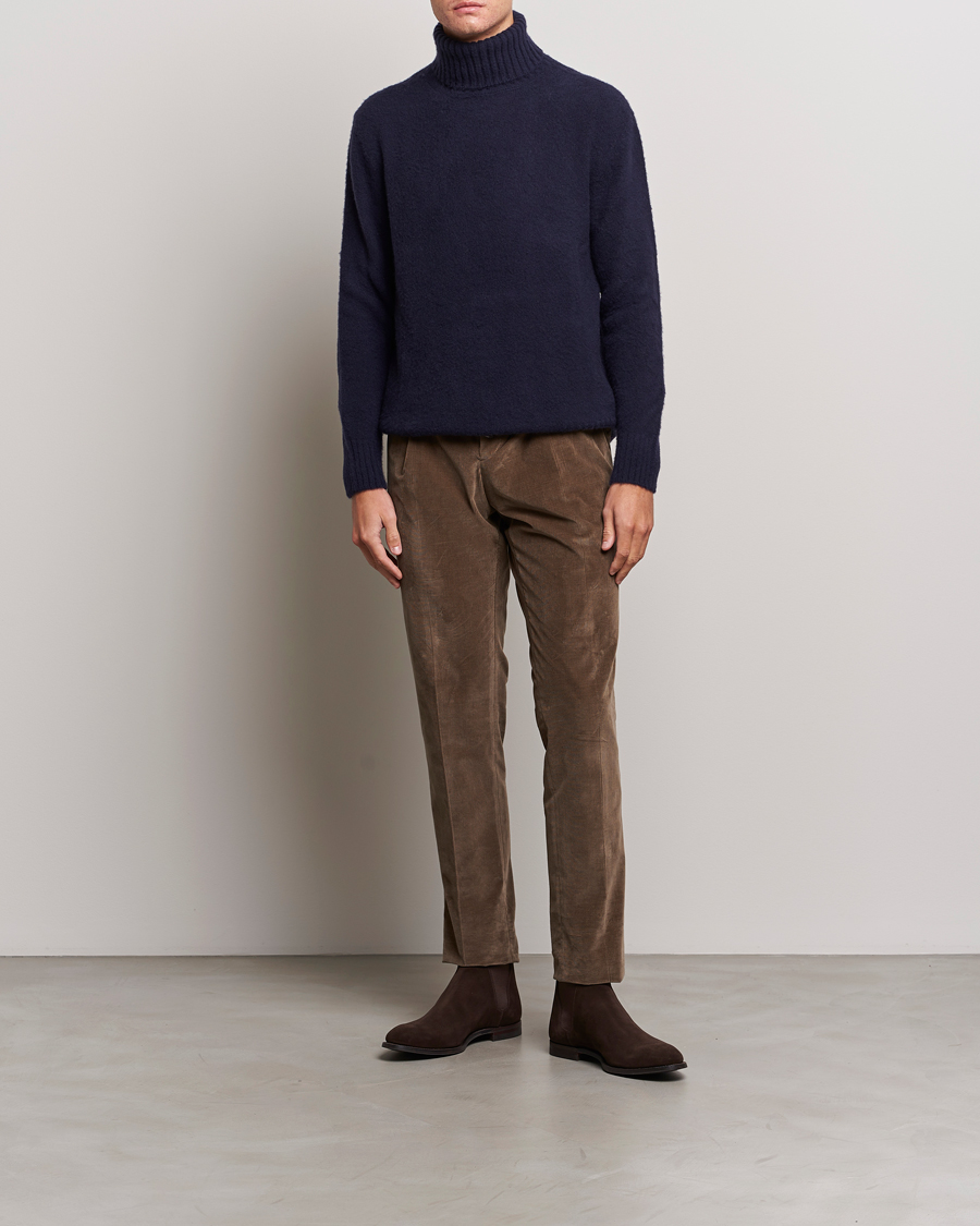 Uomini | Maglieria | Piacenza Cashmere | Brushed Wool Rollneck Navy