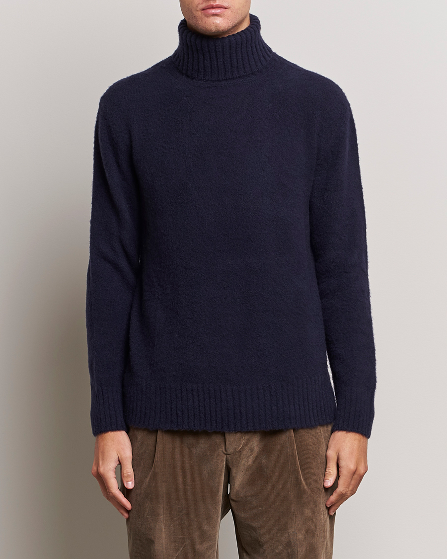 Uomini | Maglieria | Piacenza Cashmere | Brushed Wool Rollneck Navy