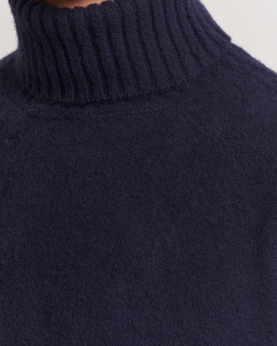 Uomini | Maglieria | Piacenza Cashmere | Brushed Wool Rollneck Navy