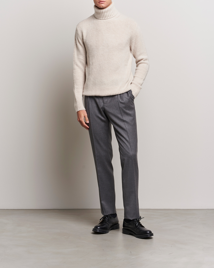Uomini | Maglieria | Piacenza Cashmere | Brushed Wool Rollneck Beige