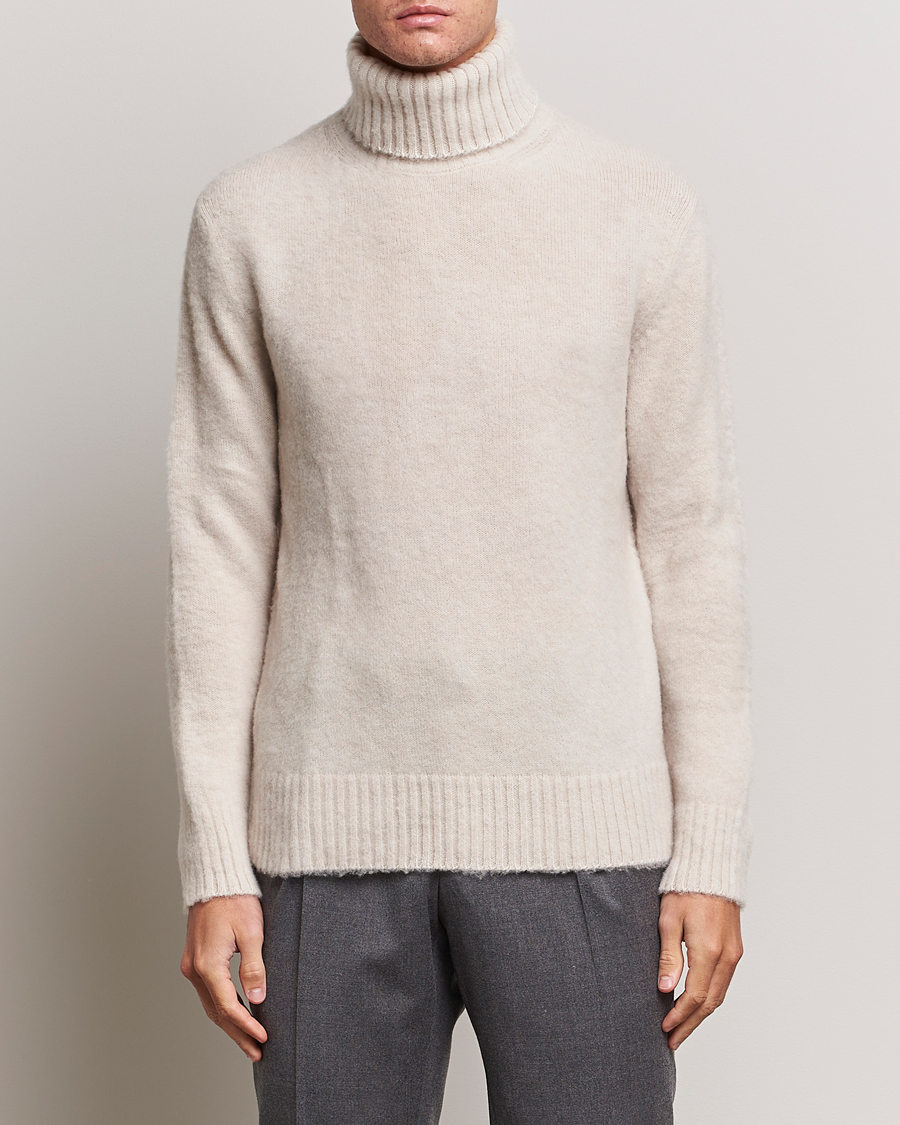 Uomini | Maglieria | Piacenza Cashmere | Brushed Wool Rollneck Beige